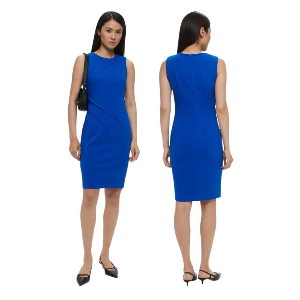 Calvin Klein Starburst Sheath Dress Ruched Career Office Minimalist Business 2